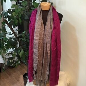 Apt 9 Basket Weave Lurex Pashmina oblong scarfs set of two purple & gray